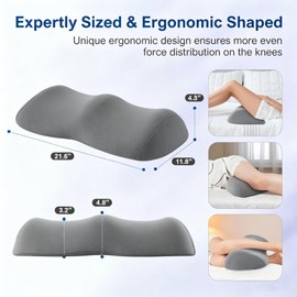 Ergonomic Orthopedic Knee Wedge Pillow for Back Sleeping, Contoured Memory Foam Under Knee Support Pillow for Back Sleepers, Leg Elevation and Recovery Positioning Pillow