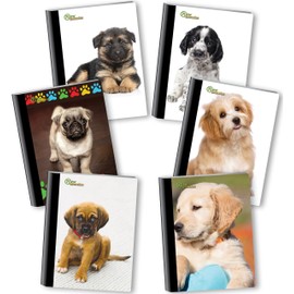 New Generation – Puppies - Composition Notebooks, 80 Sheets / 160 Pages Wide Ruled pages Comp Book, Durable Laminated covers with Assorted Dogs Designs, 6 Pack Notebooks