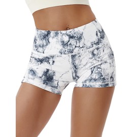 BUBBLELIME 2.5"/4" Stretch Yoga Shorts for Women Tummy Control - 2.5" Side Pockets_ARABESCATO Large (2.5" Inseam)