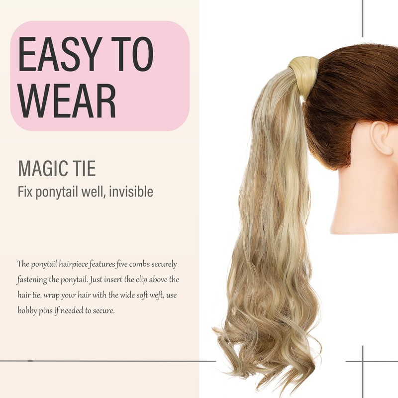 Dcbaboo Ponytail Hairpiece Braid Extensions Wavy Long 50 cm Wrapped