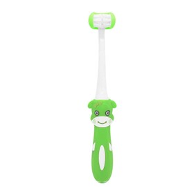 FOREVIVE 2 Pieces 3 Sided Autism Toothbrush Three Bristles for Special Needs Kids Soft Bristles Soft and Gentle for Complete Tooth and Gum Care (Kids（ Red Green）)