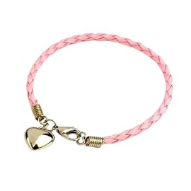 PU Leather Braided Charm Bracelets (Baby Pink)
