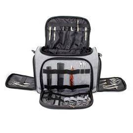 Aston Blue Barber Kit Bag Hairdressing Session Bag- Ykk Zips - Mobile Hairdresser Equipment Bag Barbering Tool Kit Holder Grey