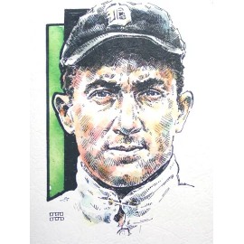 Michael Mellett Ty Cobb Detroit Tigers 8.5 X 11 Print by Michael Mellett