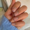 Summer Nude Press on Nails Short Square,Cute French Tips Glue