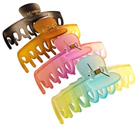 Hair Clip, 4.33 Inch Big Claw Clips for Women and Girls, Non Slip Strong Hold Tortoise Banana Hair Clips for Thick Hair, 4 Colors (Curly-haired women, retro style enthusiasts)