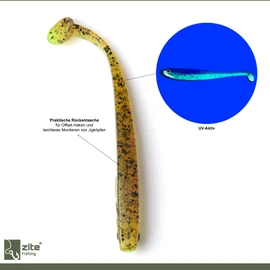 Zite Fishing Rubber Fish Zander Set - InZite Shad 12 cm Various Colours - 5 Pieces Catchy Rubber Bait Zander Fishing - Soft Bait Fishing Lure UV-Active (Green Pumpkin)