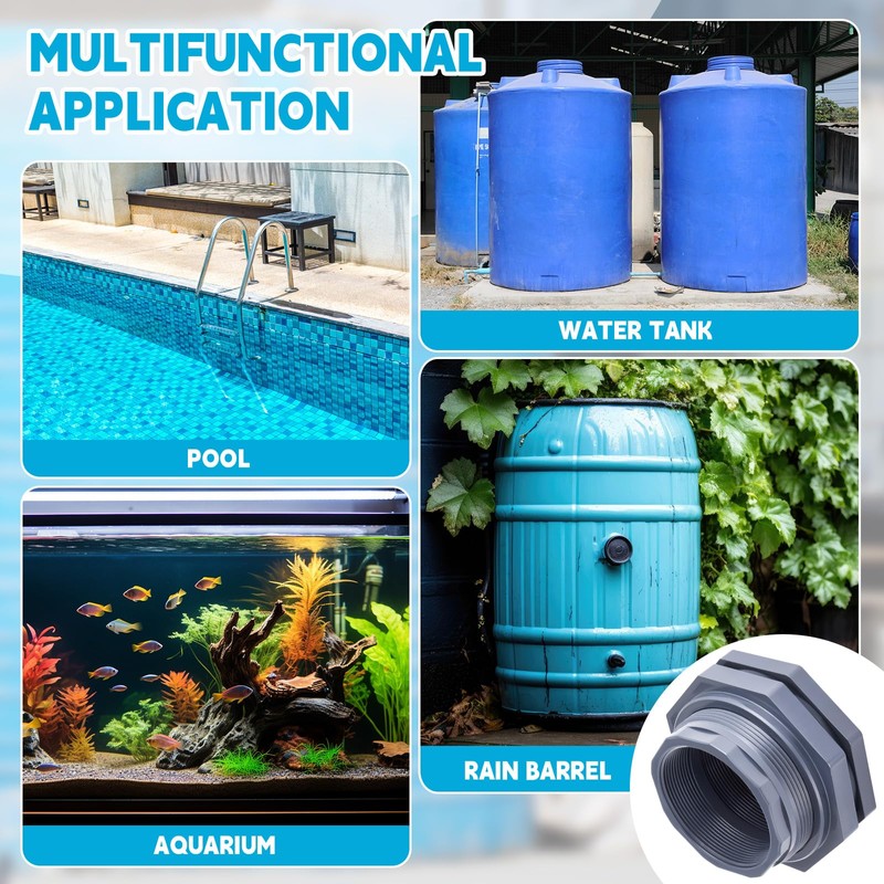Maasechs 1 Pcs 4 Inch PVC Bulkhead Fitting Water Tank