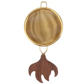 Tea Strainer with Handle Easy To Clean Large Capacity Stainless Steel Kung Fu Tea Filter Tea Accessories Gold Walnut