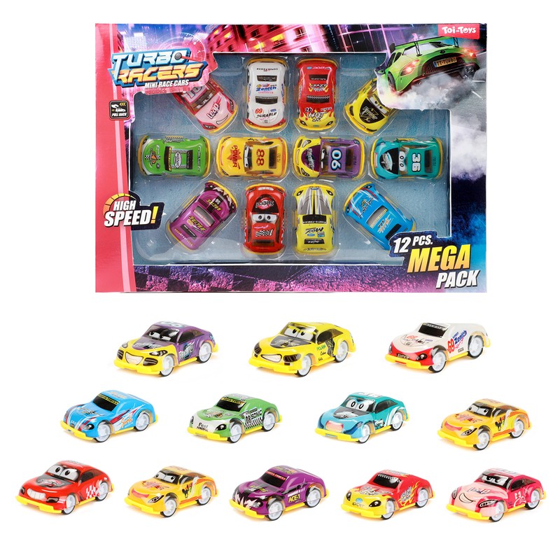 Toi-Toys Turbo Racers Pullback Racing Car Set 12 Pieces
