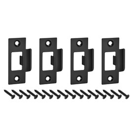 sourcing map 4Pcs Door Strike Plate, 70mm x 40.3mm Stainless Steel Latch Deadbolt Replacement Lock Strike Plate for Door Frame Door Jamb Reinforcement, Black