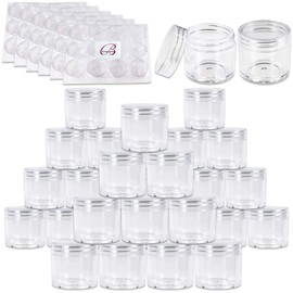 Beauticom 180 Pieces 30G/30ML(1 Oz) Thick Wall Round CLEAR Plastic Container Jars with Clear Flat Top Lids - Leak-Proof Jar - BPA Free