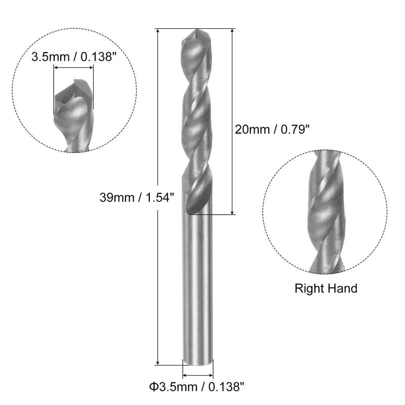 QUARKZMAN Solid Carbide Drill Bit 3.5mm (.138") YG6X/C3 Micro Grain