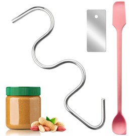 3PCS Natural Peanut Butter Stirrer Kit-7 * 2IN Nut Butter Mixer with Silicone Scraper,Stirring Tool for Almond Butter,Peanut Butter,Jam & More- Fits Most Jar Sizes