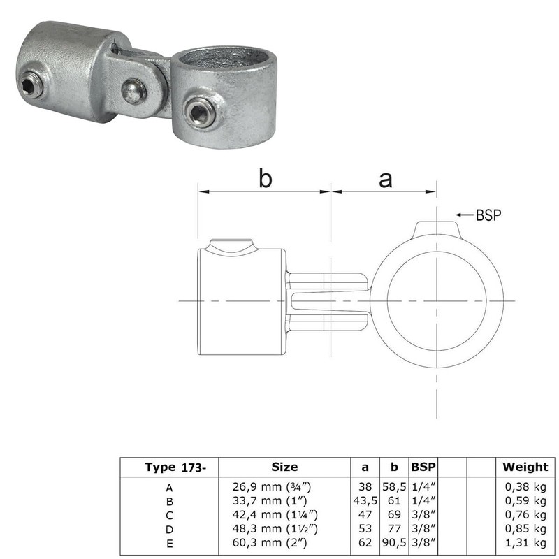 WITTKOWARE Pipe Connector Made of Galvanised Malleable Cast Iron for