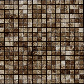Dark Emperador Marble 5/8x5/8 Mosaic Wall Floor Tile Polished for Bathroom Shower, Kitchen Backsplash, Accent Decor