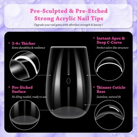 outopen 360pcs Short Coffin Nail Tips Thicken Clear Coffin Shape Nail Tips for Polygel Acrylic Extension Full Cover Fake Nail Press On Tips for Beginners DIY Manicure,15 Sizes