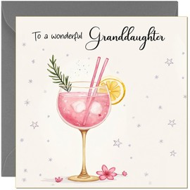 Beautiful Granddaughter Birthday Card Drinks - Pink Gin Design For Female Adult, Bday For Her Birthday Cards for Granddaughter