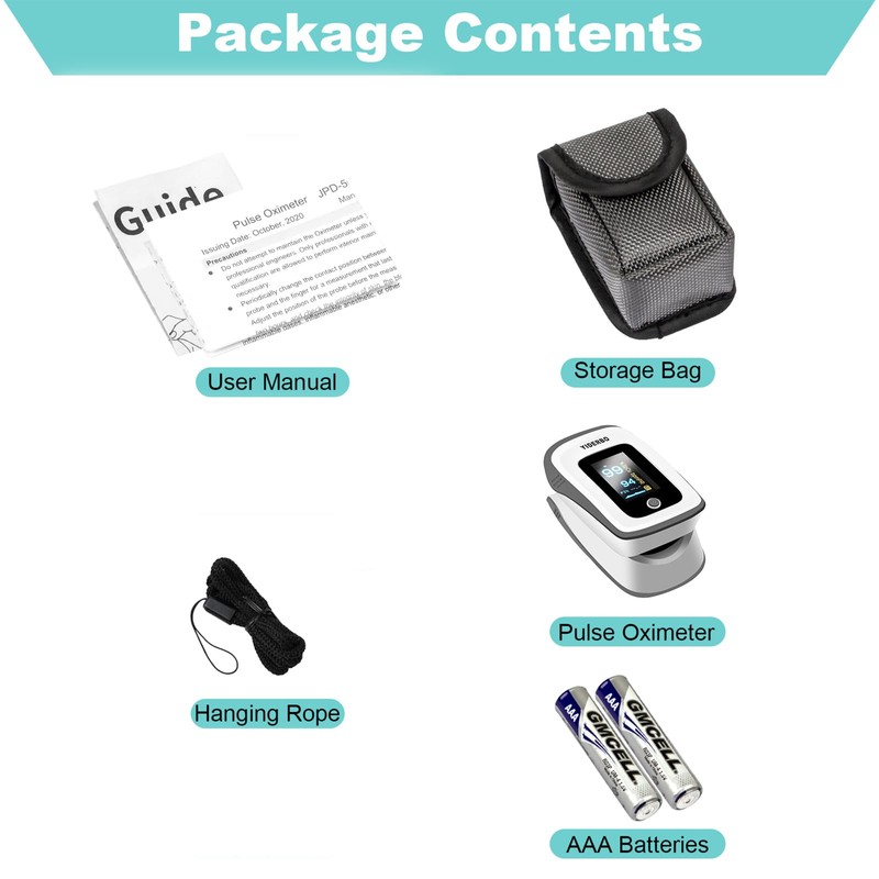 Fingertip Pulse Oximeter Blood Oxygen Saturation Monitor, Heart Rate and