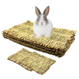 Tfwadmx Rabbit Grass Mat Large 16.5''x11'' &11.0''x8.3'' Natural Seagrass Woven Bunny Sleeping Bed Cage Chew Toy for Chinchilla Guinea Pig Ferret Guinea Pig and Small Animals - 4Pcs