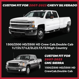 FREESOO 2014-2024 Silverado 2 Front Seat Covers, Fit for Chevy Silverado GMC Sierra 1500 2500 3500 Crew Cab Waterproof Truck Seat Covers BlackGrey