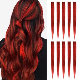 Winsky 18" Red Tape in Hair Extensions Human Colored Hair - Glue in Remy Hairpiece 10pcs 25gram 100% Real Human Hair (18" #Red)