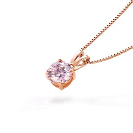 Gift From New York Necklace, Women's, 1.25 ct Platinum, K18 Gold Processed, Single Grain Necklace, Pink 925 Silver, Hypoallergenic Metal, Gift, Silver, Stone, Created Diamond