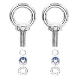PATIKIL M12 x 30 mm Lifting Shoulder Eye Bolt, Pack of 2 304 Stainless Steel Threaded Eyelet with Nuts and Washers for Hanging Hammock Items