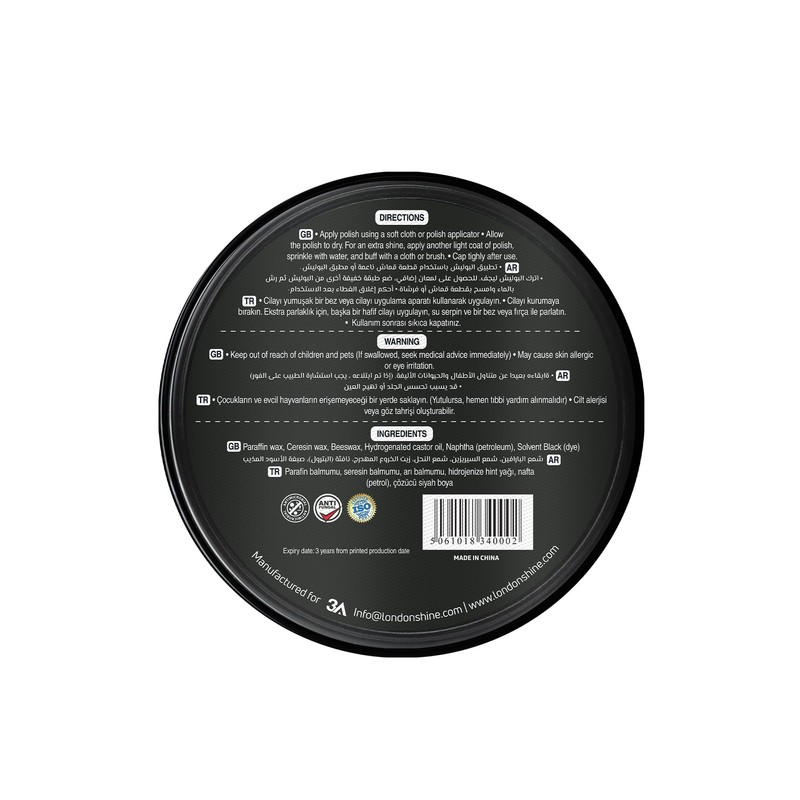London Shine Wax Shoe Polish - Black 48 ml /