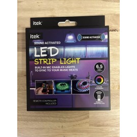 ITek LED Strip Light 6.5 Feet, Remote Control Color Change Sound Activated
