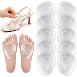 Shynek 10 Pack Metatarsal Pads for Foot Ball of Foot Cushions for Heel, Soft Gel Self Adhesive Foot Pad Insoles Forefoot and Sole Support, Pain Lessen Metatarsalgia Morton's Neuroma for Women and Men