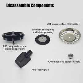 Food Waste Disposer Strainer, Garbage Disposer Filter ABS Copper Easy to Install Polished for Home