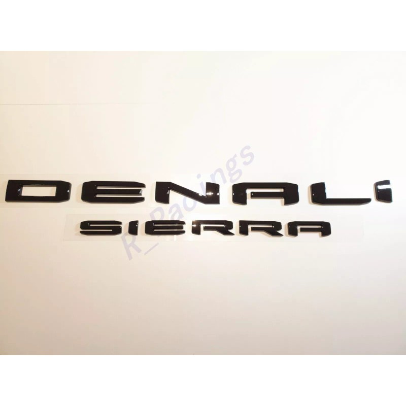 GMC 2PCS Gloss Black DENALI Sierra Emblems Letters Fit GMC