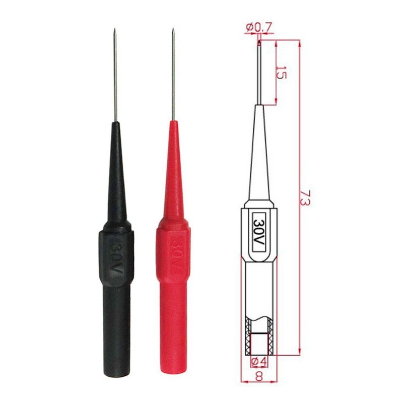 TestHelper TP161RDx5 Insulation Piercing Needle Non-destructive Pin Test Probes,4mm Banana