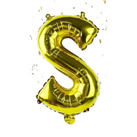 Gold Letter “S” Balloons 16 Inch, Mylar Foil Letter Alphabet, Hanging, Reusable for girls boys adults Birthday,Surprise,Wedding, Celebration, Sports Party Event Decoration Supplies