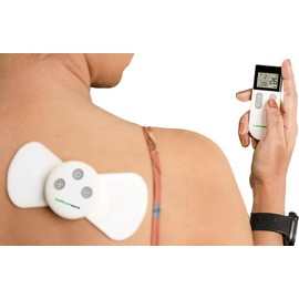 Healthcare World Kabelloses TENS Gerät zur Schmerztherapie – Tragbarer Nerven- und Muskelstimulator mit 15 Programmen, 16 Intensitätsstufen & 2 selbstklebenden Pads für Rücken- Nacken- & Knieschmerzen