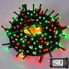 YEGUO 200 LED Christmas Lights Outdoor Waterproof, Red and Green String Lights Indoor, 8 Modes 66ft Green Wire Twinkle Tree Lights Plug in for Holiday Party Tree Xmas Decor