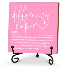 Home Office Decor, Difference Maker Sign, Office Desk Accessories, Inspirational Gift for Boss Leader Colleagues Teacher, Funny Wooden Sign for Home Office Decoration Shelf-A28
