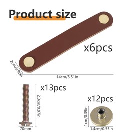 BJBJJIU Leather Furniture Handles, Pack of 6 Leather Furniture Handles, Cabinet Handles, Leather Loop Handles, Furniture Knobs, Cupboard Knobs, Leather, for Drawers, Furniture, Kitchen Cabinets,