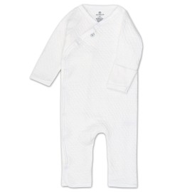 HonestBaby Romper One-Piece Jumpsuit Organic Cotton for Baby Boys, Girls, Unisex, Bright White Kimono Coverall, Preemie
