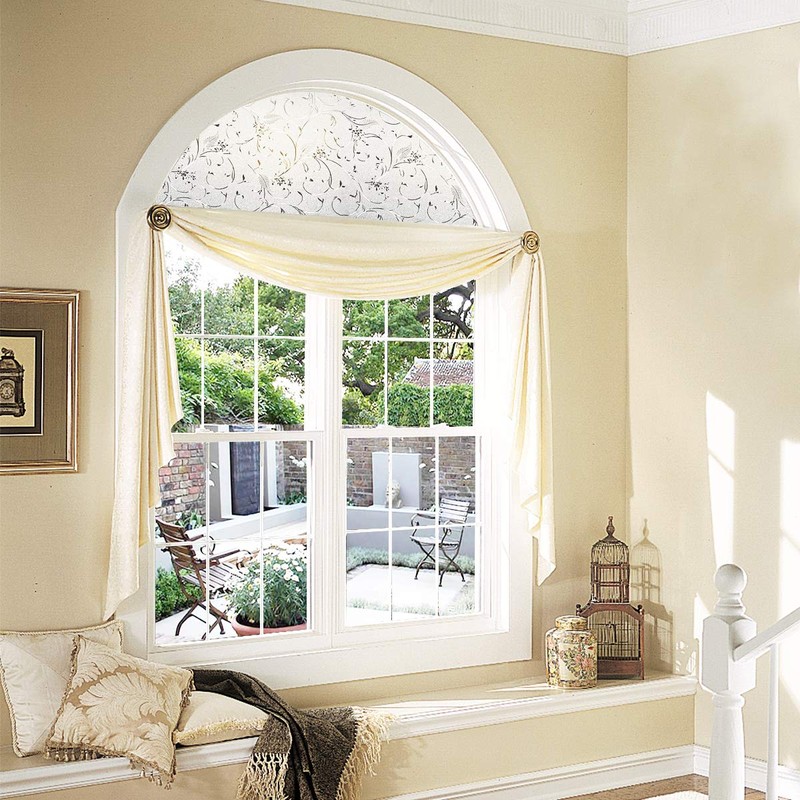 PROTINT WINDOWS Precut Elegant Flower Arched Window Film Shade, Self
