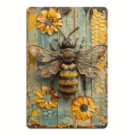 1pc Vintage Tin Sign Bee, Wall Decor Sign, Durable Wall Hanging Plaque, Aluminum Metal Tin Sign, Multipurpose Retro Home & Bar Decor(8x12Inch/20 * 30cm)