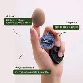 Momo's Workshop Mini Denim Makeup Puff, Small Makeup Sponge for Foundation & Concealer Cosmetics, Targeted Makeup, Travel Friendly & Reusable, 5P