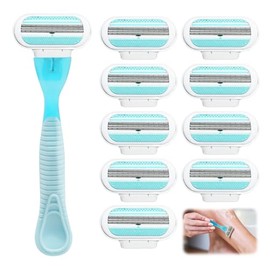 Replacement Blades Women's Razor Pack of 10, Includes Women's Razor, Women's Razor Blades with 3 Protective Pads for a Gentle Shave, Compatible with Women's Razors for Smooth Skin without Skin