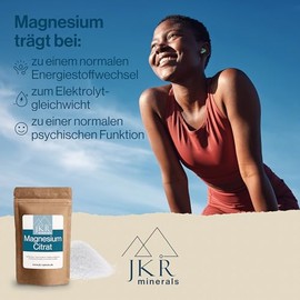 JKR Minerals Magnesium Citrate Powder 450 g, Laboratory Tested, Pure Magnesium Citrate without Additives, Easy Dosage, Supports Muscles, Nerves and Electrolyte Balance