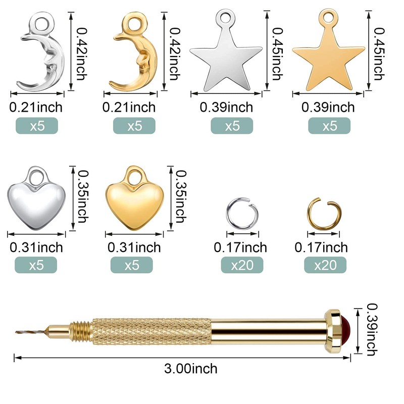 PAGOW 71 PCS Dangle Nail Art Charms, Nail Jewelry Rings