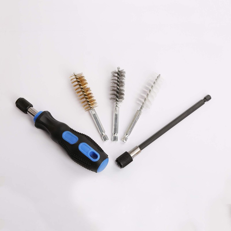 38pc Industrial Wire Brush Set 1/4" Hex Shank Long Ext.