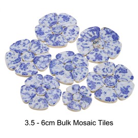 uxcell 250g/0.55 lbs Flower Ceramics Mosaic Tiles, 3.5-6 cm Bulk Stained Ceramic Mosaic Pieces Stones Mosaic Kits for DIY Art Crafts, Handmade Art Craft Projects Home Decor, White/Blue