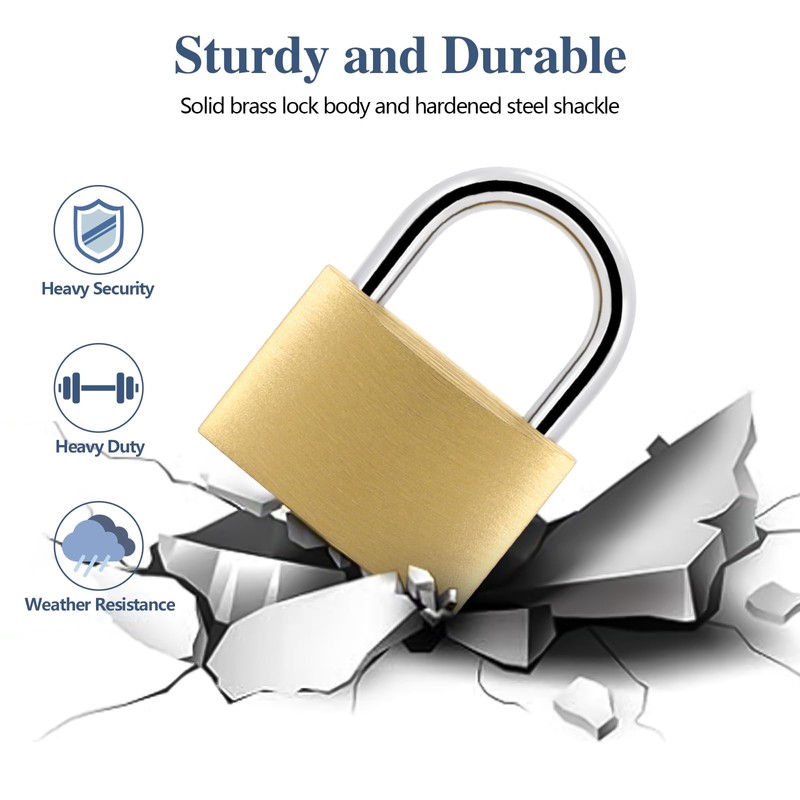 BRAXE 2 Pcs Keyed Padlock with 3 Same Keys Waterproof