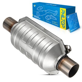 PHILTOP 2 Inch 2" Inlet/Outlet Stainless Steel Catalytic Convertor Universal High Flow with Heat Shield Catalyst Converter EPA Compliant